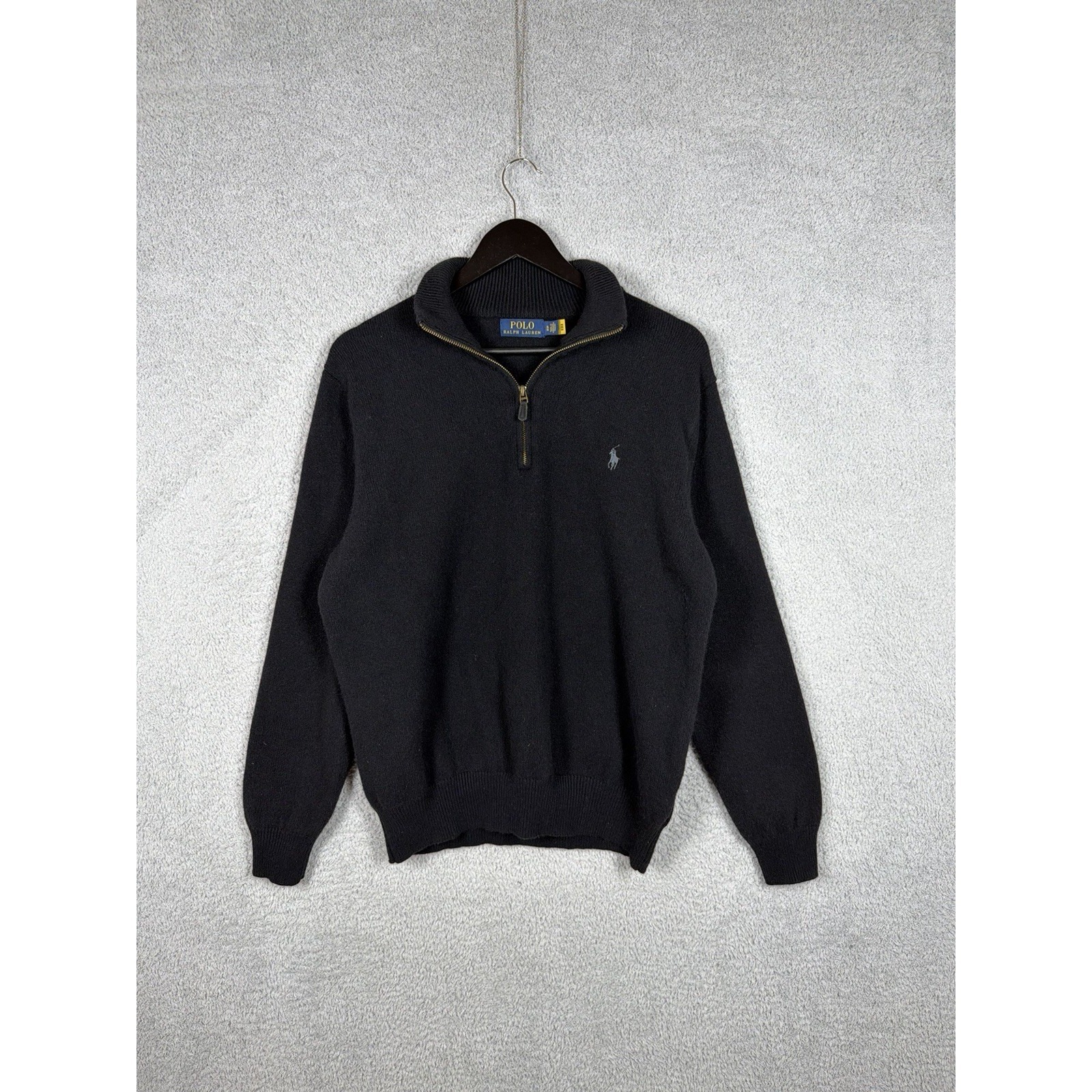 Polo Ralph Lauren Men's Wool Cashmere 1/4 Zip Pullover Sweater L-Xl Black